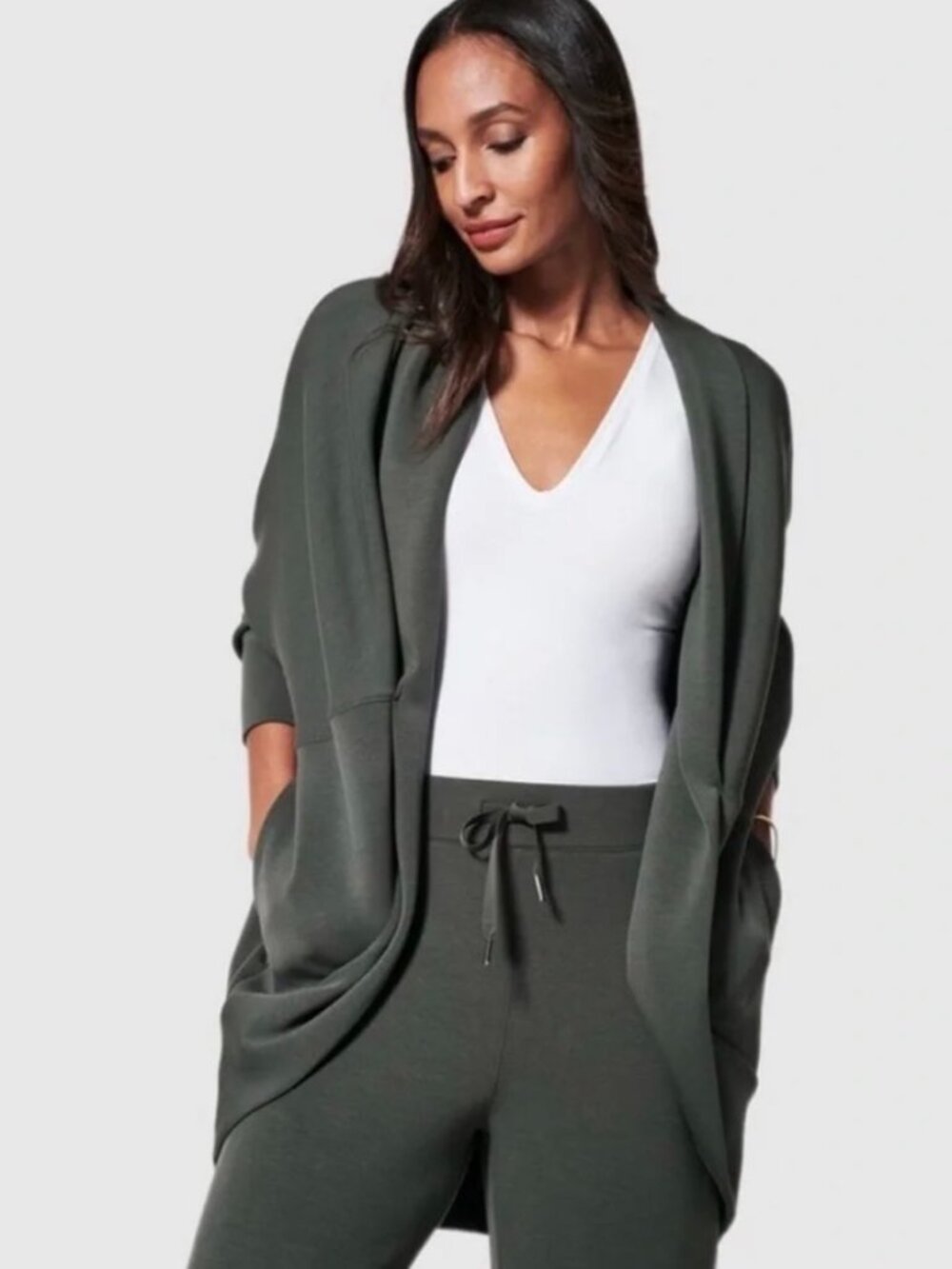 Spanx AirEssentials Cocoon Cardigan Wrap Palm Green M/L Modal Soft